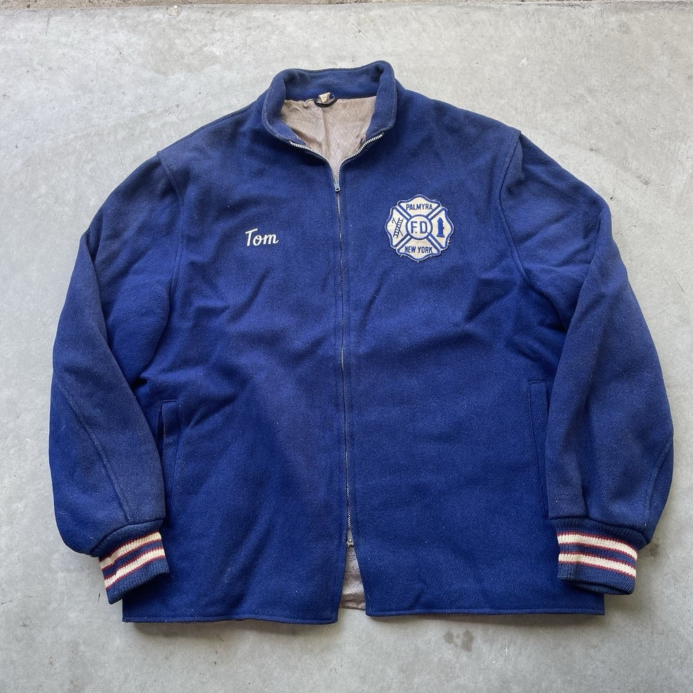 Vintage 50s Palmyra NY Fire Department Butwin Wool Jacket Champion Sportswear XL
